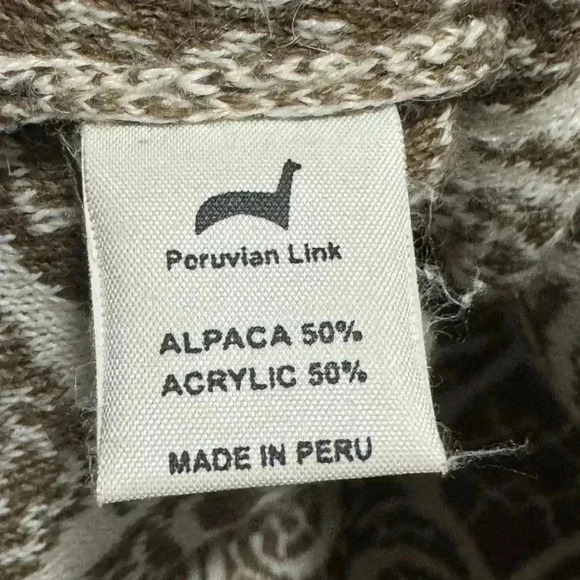 Peruvian Link Alpaca Collection Women Med Brown Jauja Full Zip Cardigan Sweater - Picture 5 of 8